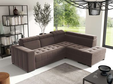 FURNIX Schlafsofa LIENNE Polstercouch 130x200 mit verstellbare Kopfstützen SV4 Braun