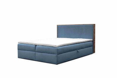 FURNIX Boxspringbett Krisi 180x200 mit Bettkasten & Topper MD2233 Blau