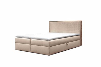 FURNIX Boxspringbett Krisi 180x200 mit Bettkasten & Topper MD2244 Rosa