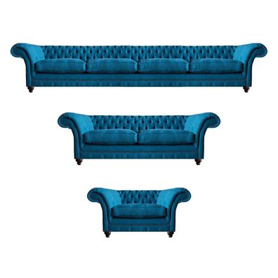 Luxus Komplett 3Tlg Chesterfield Textil Sofas Polstermöbel Sofa Set Einrichtung