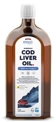 Norwegian Cod Liver Oil, 1000mg Omega 3 (Lemon-Mint) - 500 ml