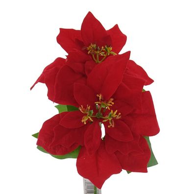 GASPER Weihnachtsstern - Poinsettie Rot kurz mit 2 Brakteen 33 cm - Kunstblumen