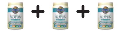 3 x Garden of Life RAW Organic Protein, Unflavored - 568g