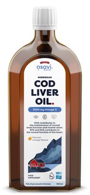 Norwegian Cod Liver Oil, 1000mg Omega 3 (Orange) - 500 ml