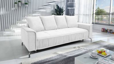 FURNIX Polstersofa Couch DEGIA mit Armlehnen und Bettkasten BBL1 Weiß