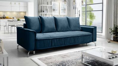 FURNIX Polstersofa Couch DEGIA mit Armlehnen und Bettkasten EL13 Tintenblau