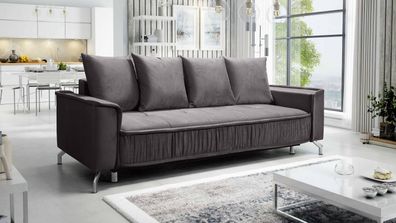 FURNIX Polstersofa Couch DEGIA mit Armlehnen und Bettkasten EL1 Graphit