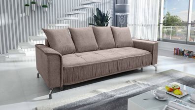 FURNIX Polstersofa Couch DEGIA mit Armlehnen und Bettkasten BBL4 Grau-braun