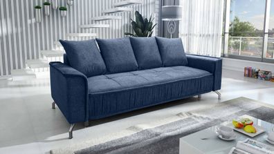 FURNIX Polstersofa Couch DEGIA mit Armlehnen und Bettkasten BBL16 Tintenblau