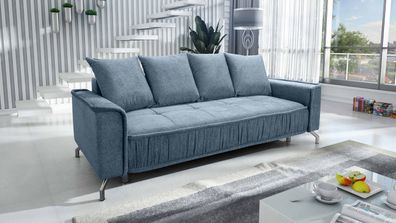 FURNIX Polstersofa Couch DEGIA mit Armlehnen und Bettkasten BBL15 Blau