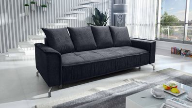 FURNIX Polstersofa Couch DEGIA mit Armlehnen und Bettkasten BBL17 Schwarz