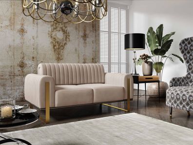 FURNIX Polstersofa Fagiole II Couch mit goldene Metallbeine RVT87170 Beige