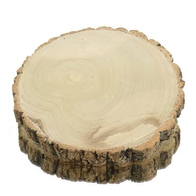 GASPER Baumscheibe mit Rinde Natur Ø ca. 33 cm - Paulownia Holz