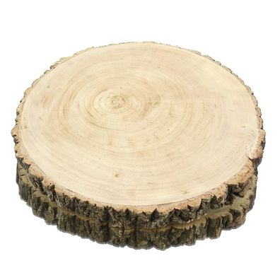 GASPER Baumscheibe mit Rinde Natur Ø ca. 40 cm - Paulownia Holz