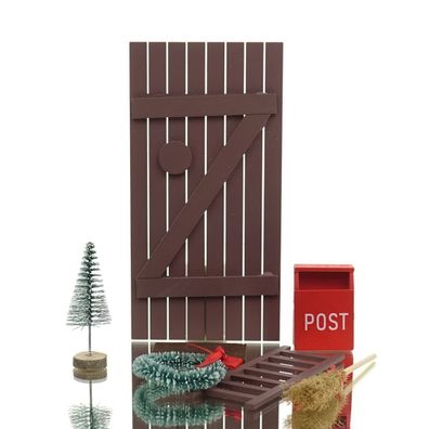 GASPER Weihnachtsdeko Wichtelset Braun 7 teilig - Holz & Kunststoff