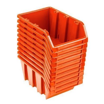 10x Sichtlagerbox Sortierbox Lagerbox Stapelbox orange NP4 Lagersystem