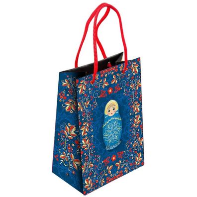 Geschenktasche Matroschka Matröschka Hochformat S 23x18 cm Blau