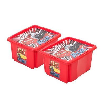 2x Aufbewahrungsbox Spielzeugbox Spielzeugkiste Fashion Box 24L Disney Cars