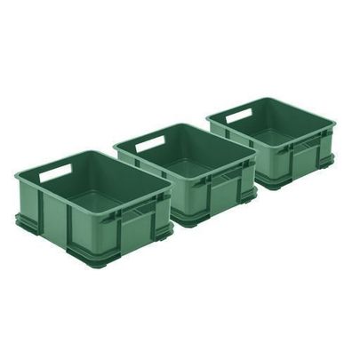 3x Euro Stapelbox Bruno Eco Grün Stapelkasten 20,5L Transport Eurobehälter