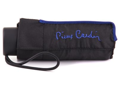 Pierre Cardin Mini Regenschirm Taschenscirm Handöfner schwarz mit blaune Akzenten