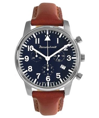 Messerschmitt Herren-Fliegeruhr Chronograph Braun/Blau ME-4544P-L