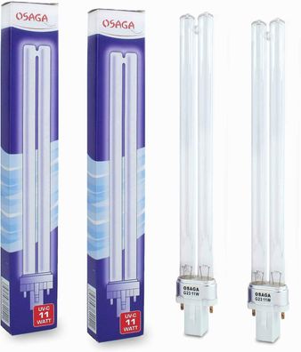 2 x Osaga 11 Watt Ersatzlampe für OSAGA UVC Klärer G23 Sockel