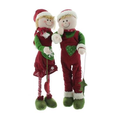 Boltze Weihnachtsfiguren ausziehbar Pia und Pit Pärchen Dekoration stehend 26 cm