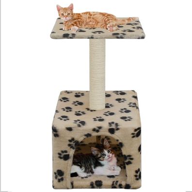 Katzen-Kratzbaum Sisal 55 cm Beige Pfoten-Aufdruck