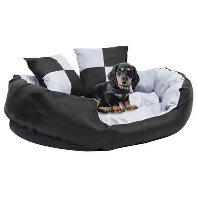 Wendbares &amp; waschbares Hundekissen Grau und Schwarz 85x70x20 cm