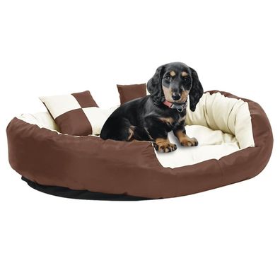 Hundekissen Wendbar und Waschbar Braun und Creme 110x80x23 cm