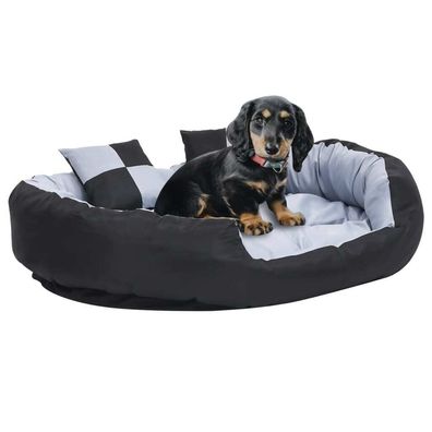 Hundekissen Wendbar und Waschbar Grau und Schwarz 110x80x23 cm