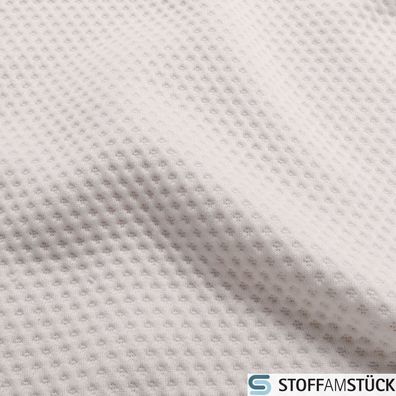 Stoff Polyester Jacquard Jersey 3-fach Raute klein weiß 220 cm breit Auflage