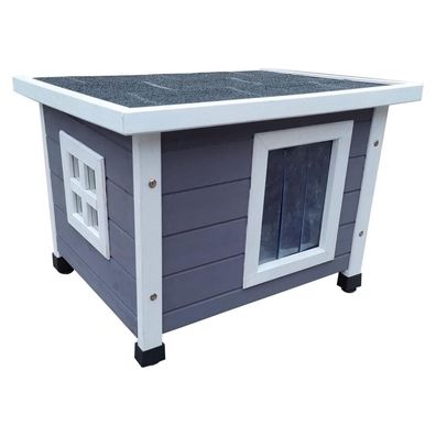 Pet Outdoor Katzenhaus XL 68,5x54x51,5 cm Holz Grau und Weiß