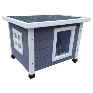 Pet Outdoor Katzenhaus 57x45x43 cm Holz Grau und Weiß