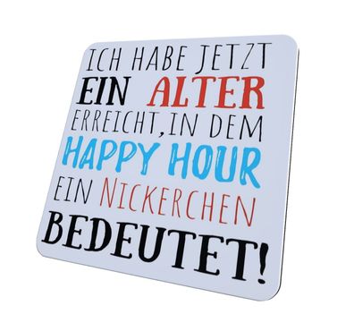 Dekorative Untersetzer, 9cm x 9cm, Rutschfest | Happy hour |