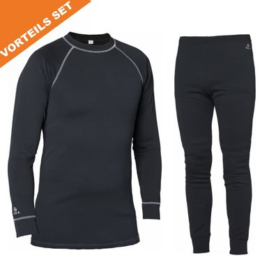 ELKA THERMO Funktions SET Unterhemd & Unterhose Atmungsaktiv Schwarz