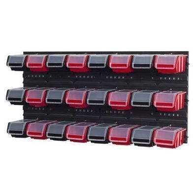 Set Wandregal Boxen 24 Stapelboxen schwarz rot