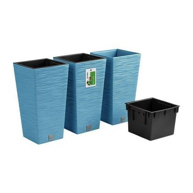 3x Blumentopf Pflanzkübel FURU Square Balkonkasten Blumenkübel Blau 19 L