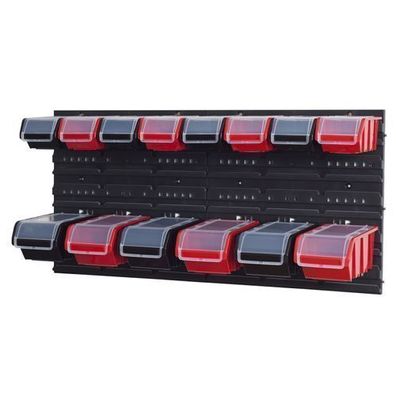 Set Wandregal Boxen 14 Stapelboxen schwarz rot