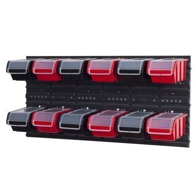 Set Wandregal Boxen 12 Stapelboxen schwarz rot