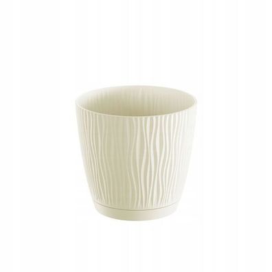 Blumentopf Wave-Muster DSY170P 2,3L Kunststoff inkl. Untersetzer creme