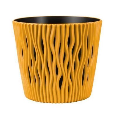 Pflanzgefässe Blumentopf Sandy round gelb Kunststoff Pflanzkübel ?13cm Einsatz