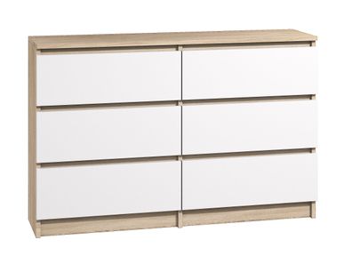 Kommode mit 6 Schubladen 140cm Sideboard Anrichte holz Sonoma weiss Modern