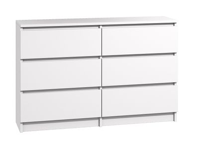 Moderne Kommode in Weiss mit 6 Schubladen - 120 cm Breite Sideboard