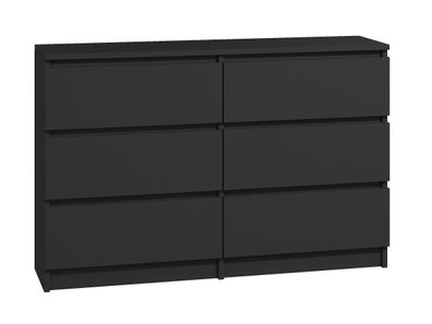 Moderne Kommode in Schwarz mit 6 Schubladen - 120 cm Breite Sideboard