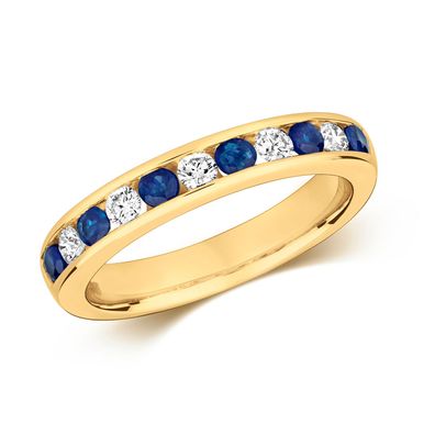 9 Karat (375) Gold Diamant Damenring Brillant-Schliff 0.24 Karat HI - I1 mit Saphir