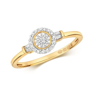 9 Karat (375) Gold Solitär Verlobung Diamantring Brillant-Schliff 0.13 Karat H - I1