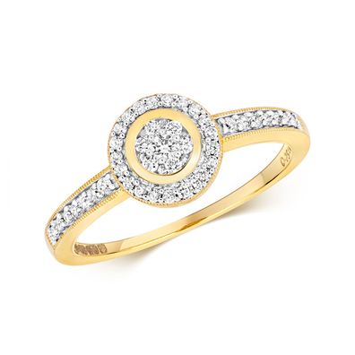 9 Karat (375) Gold Damen - Diamant Solitärring Brillant-Schliff 0.26 Karat H - SI3-I1