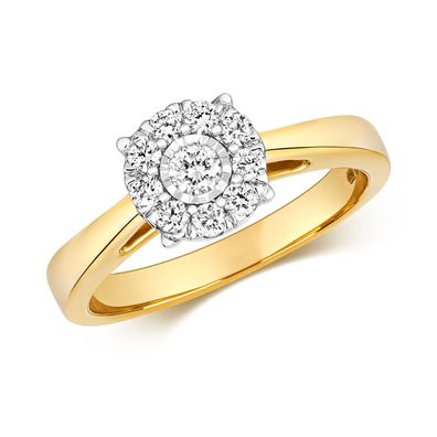 9 Karat (375) Gold Verlobung Damen - Diamant Ring Brillant-Schliff 0.32 Karat H - I1