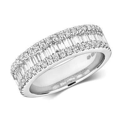 18 ct/Karat Weißgold Halb Eternity Diamant Ring Baguette-Schliff 1.00 Karat H - SI